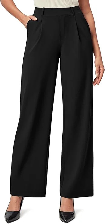 SOMER Womens Dress Pants Wide Leg Pants Pull On Stretchy Work Pants High Waisted Business Casual ... | Walmart (US)