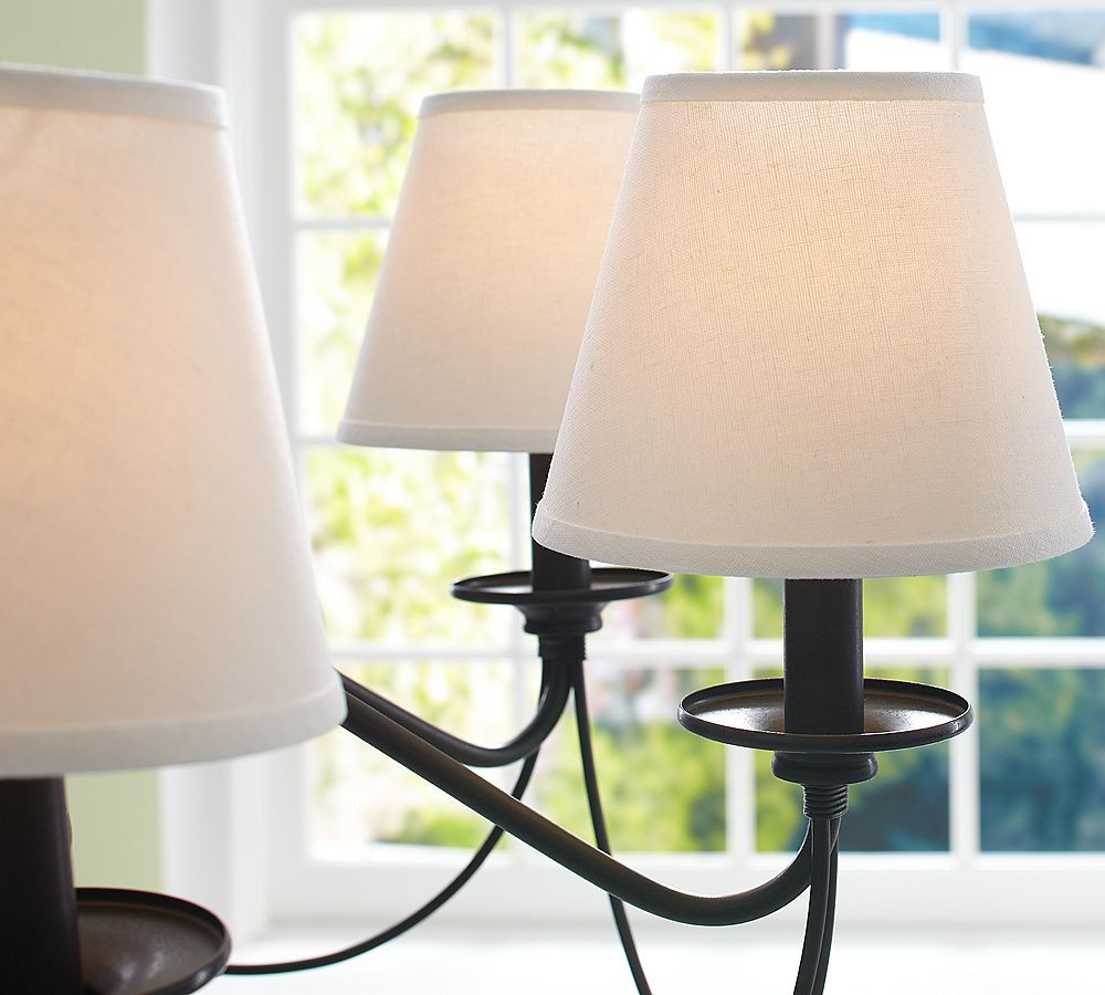 Linen Tapered Clip-On Chandelier Shades, Set of 3 (6") | Pottery Barn (US)