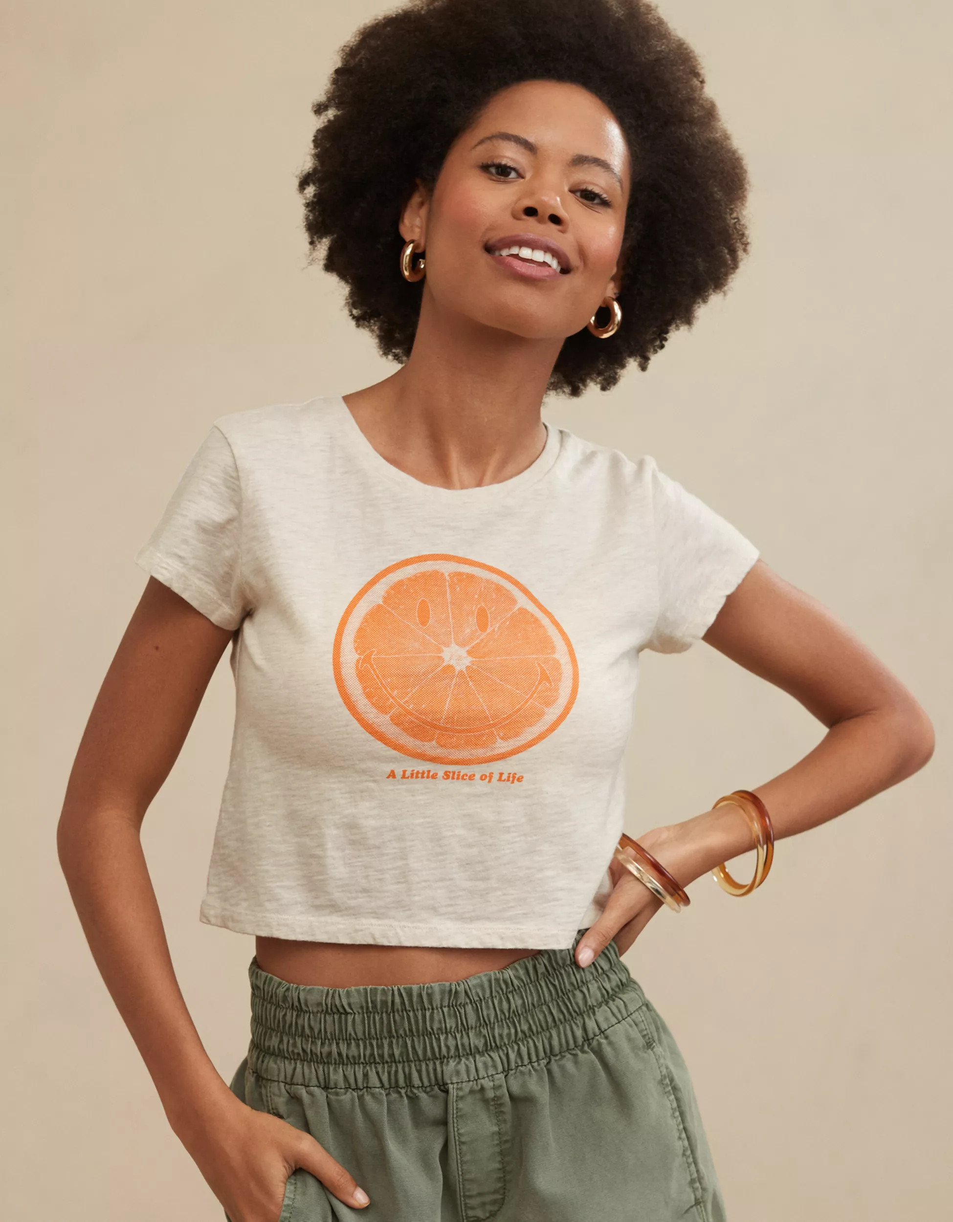 Aerie Smiley® Cropped Graphic Baby T-Shirt | Aerie