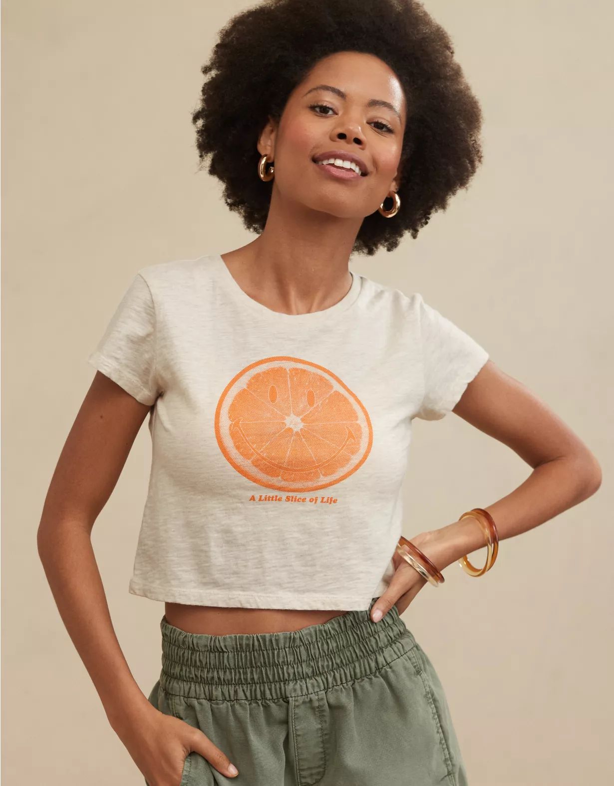 Aerie Smiley® Cropped Graphic Baby T-Shirt | Aerie