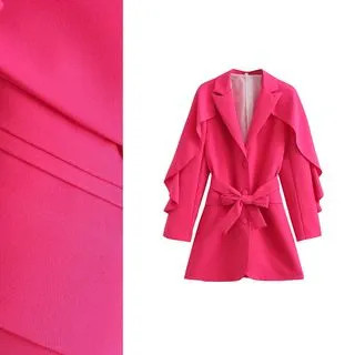 Single Breasted Ruffle Blazer with Sash | YesStyle Global