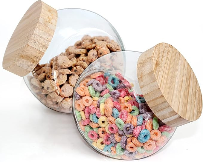 Glass Penny Jars with Bamboo Lids EcoEvo, Glass Cookie Jars, Glass Candy Jars, Glass Jars with Li... | Amazon (US)