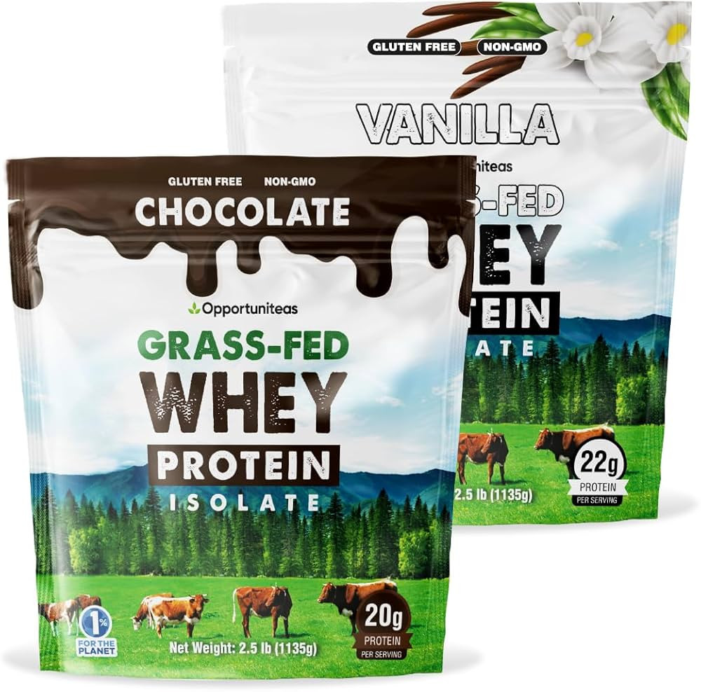 Opportuniteas Grass Fed Vanilla Choco Whey Protein Isolate Powder - 20g Protein Powder Without Ar... | Amazon (US)