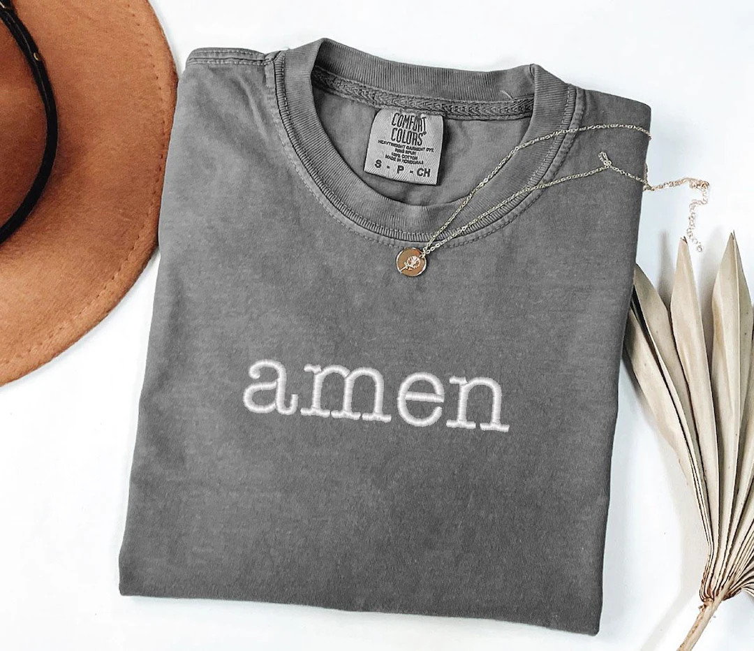 Amen Embroidered Comfort Colors T-shirt, Christian Tee - Etsy | Etsy (US)