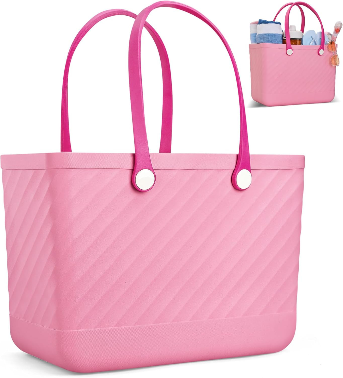 BONBON TOYS Beach Bag Rubber Tote No-holes Sandproof Waterproof Tote Bag with Zipper Pocket for Pool Boat Sports Getaway bag | Amazon (US)