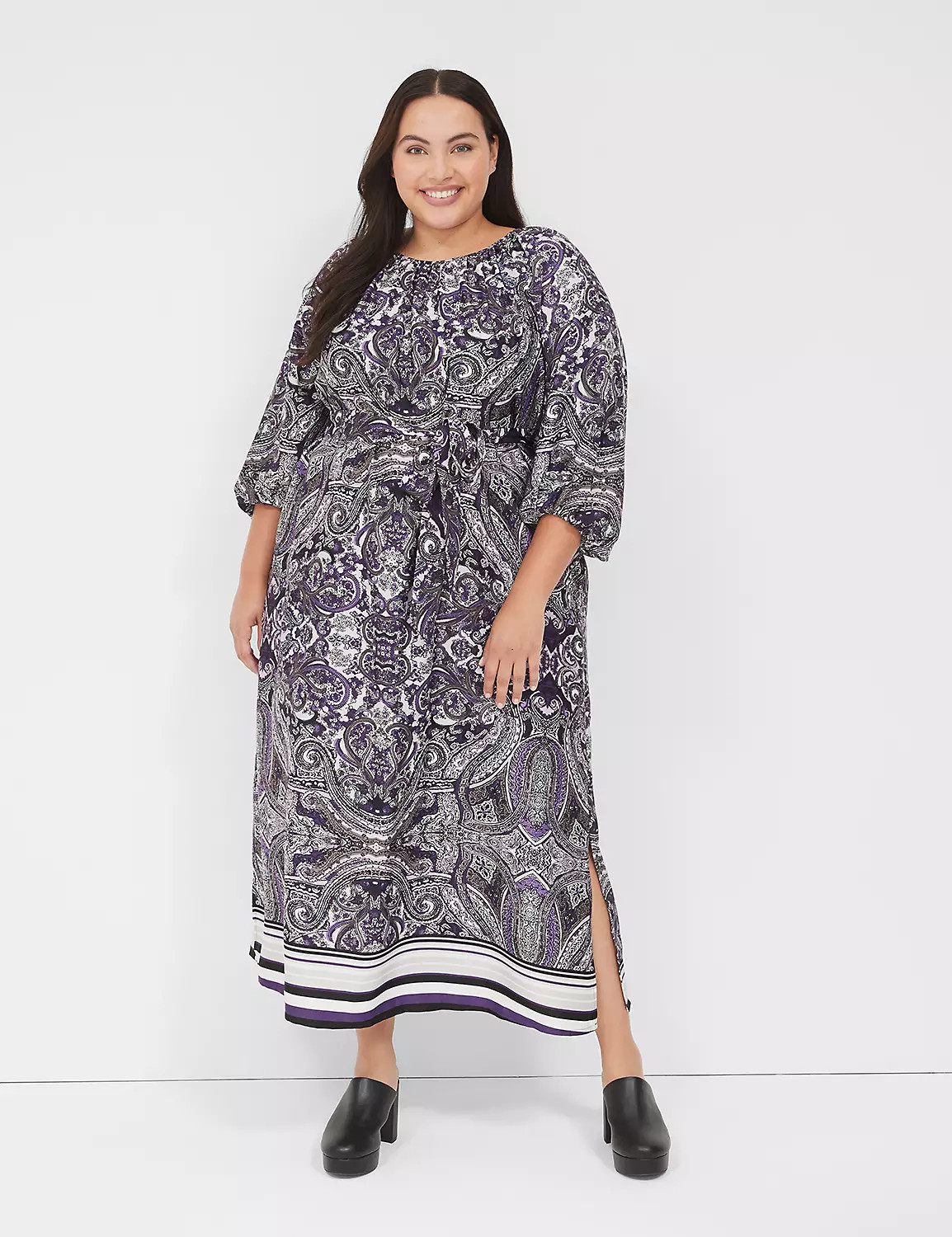 3/4-Sleeve Belted Maxi Dress | LaneBryant | Lane Bryant (US)