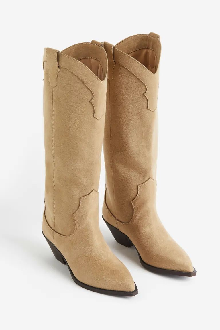 Knee-high Cowboy Boots - Beige - Ladies | H&M US | H&M (US + CA)
