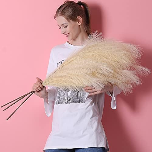 High-Density Large Boho Pampas Grass Decor- 40"/100CM-Strong Cylinder Packaging 3 Pcs Beige Faux ... | Amazon (US)