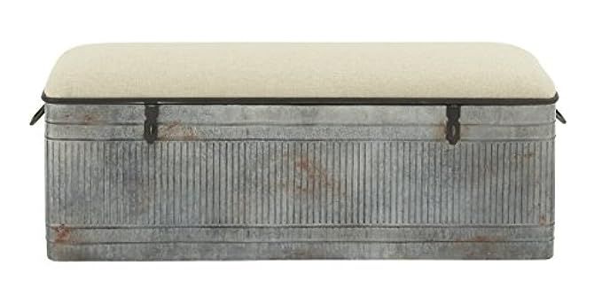 Deco 79 60966 Metal and Fabric Storage Bench, Kamia 4-Tier Shoe Rack, Rustic Gray | Amazon (US)