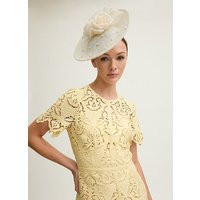 Ayla Cream Mesh Pearl Detail Wide Brim Fascitor, White | L.K. Bennett (UK)