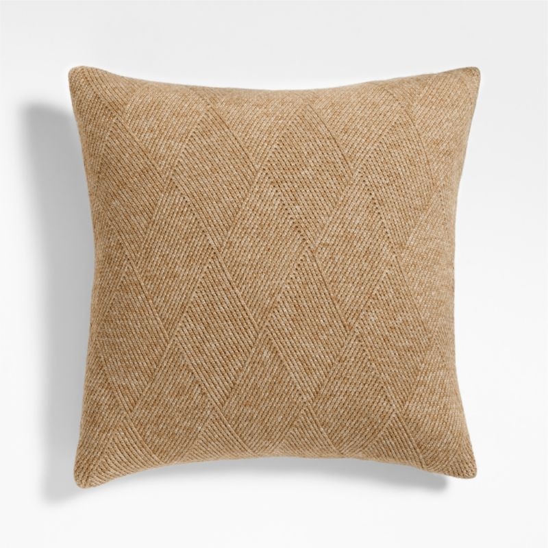 Diamond Knit 20"x20" Camel Tan Throw Pillow Cover + Reviews | Crate & Barrel | Crate & Barrel