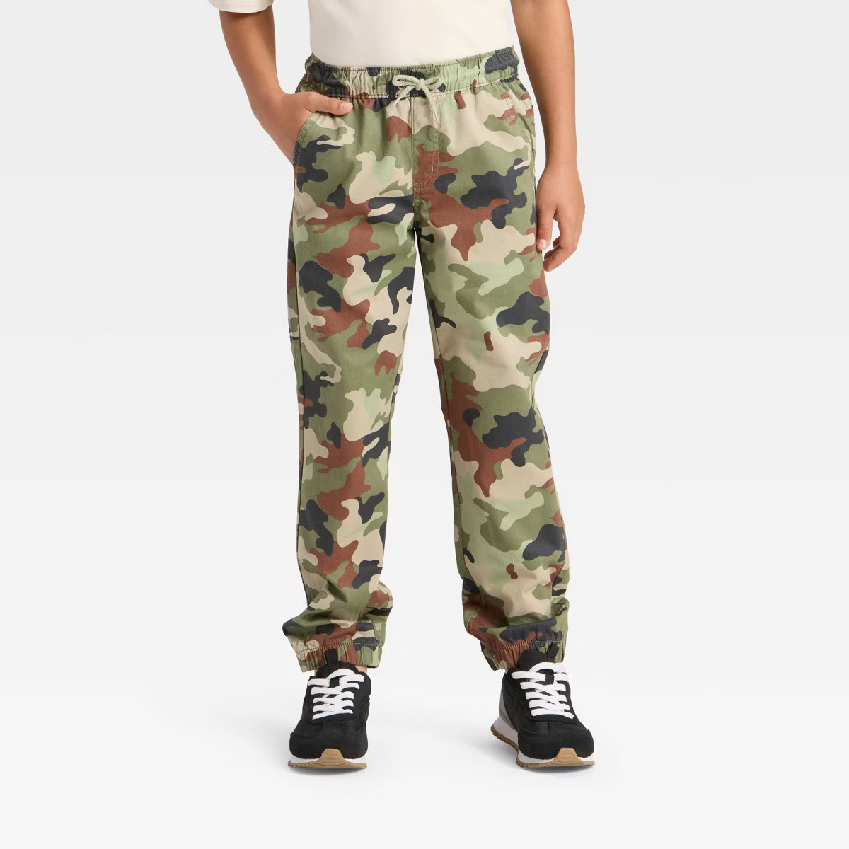 Boys' Stretch Woven Jogger Pull-On Pants - Cat & Jack™ Green/Brown/Black 8 | Target