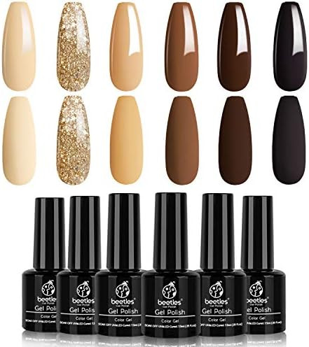 Amazon.com : Beetles Gel Nail Polish Set 6 Colors Roasted Chestnuts Collection Chocolate Brown Ge... | Amazon (US)