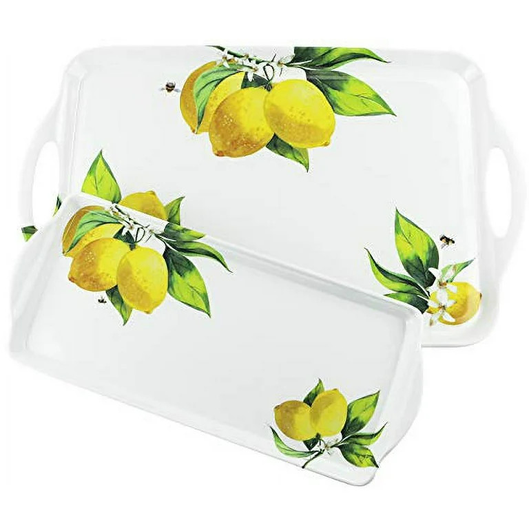 Calypso Basics Fresh Lemons by Reston Lloyd 2pc Melamine Tray Set, Lemons with Honey Bees | Walmart (US)
