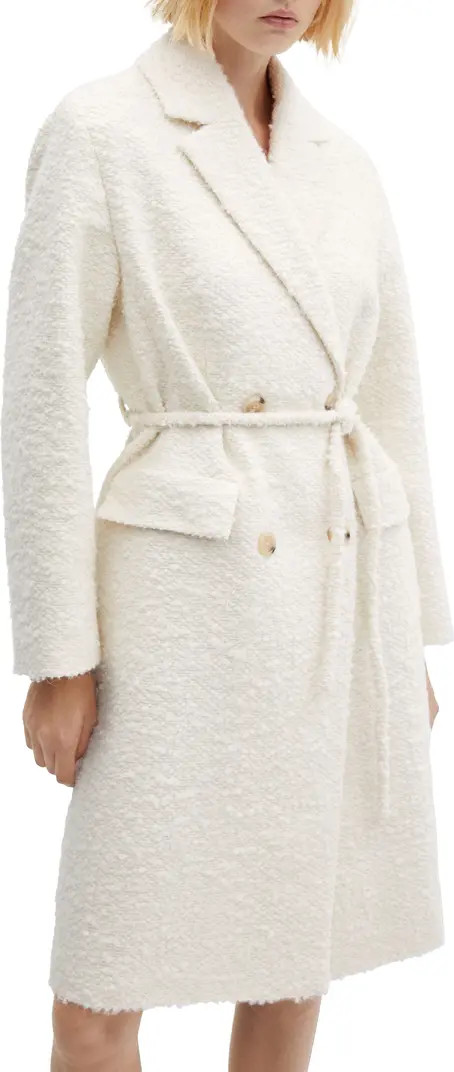 MANGO Tie Belt Bouclé Coat | Nordstrom | Nordstrom