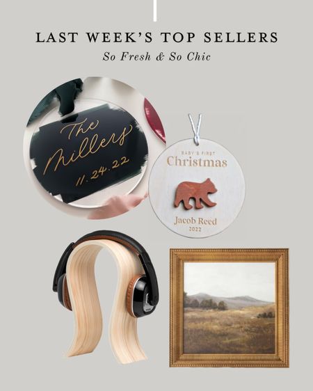 Last weeks top sellers! Hand painted calligraphy personalized ornaments - personalized wooden baby’s first Christmas ornament - wood headphone stand Scandinavian style - best of Etsy - Target prairie land canvas art - vintage art - affordable decor 

#LTKHoliday #LTKunder50 #LTKhome