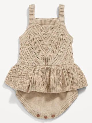 Sleeveless Sweater-Knit Peplum One-Piece Romper for Baby | Old Navy (CA)