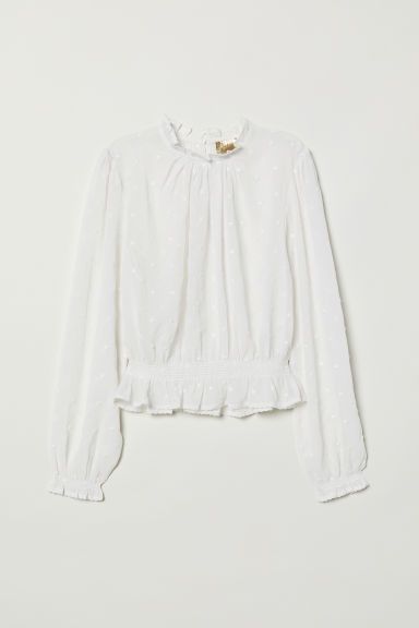 H & M - Embroidered Chiffon Blouse - White | H&M (US + CA)