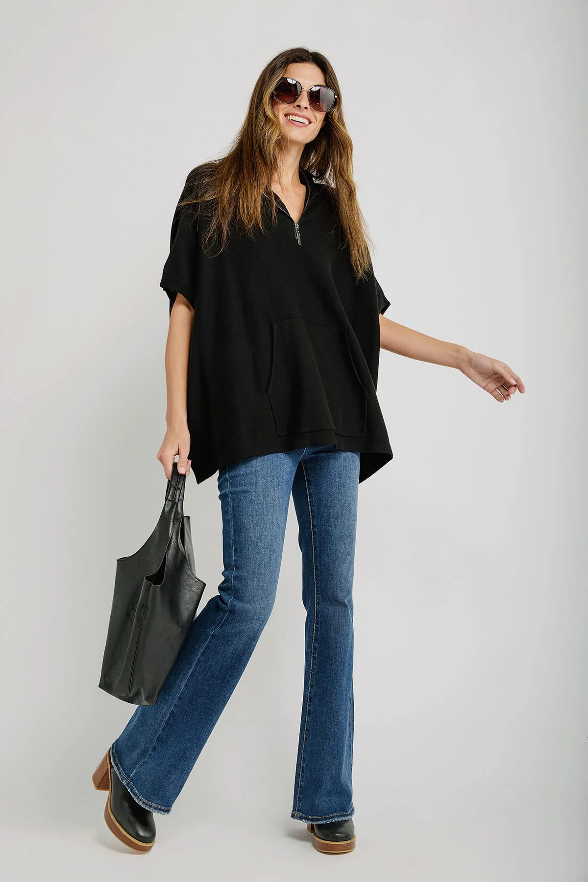 RD Style Cosima Mock Neck Poncho | Social Threads
