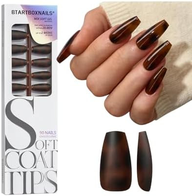 BTArtboxnails SOFTCOATTIPS Press On Nails - Tortoiseshell Coffin Press On Nails Medium, 90Pcs Sal... | Amazon (US)
