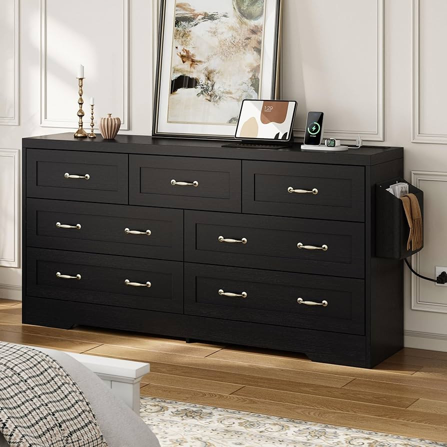 DWVO Farmhouse 7 Drawer Dresser for Bedroom, Large Modern Dresser TV Stand with Large Drawers & B... | Amazon (US)