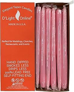 D'light Online Elegant Unscented Pink Taper Premium Quality Candles Hand-Dipped, Dripless and Smo... | Amazon (US)