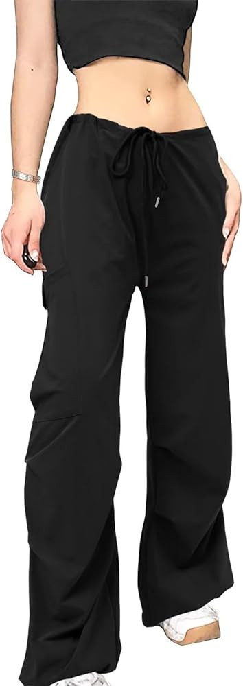 JZC Parachute Pants for Women Cargo Pants Womens Baggy Low Waist Y2K Pants with Pockets Relaxed J... | Amazon (US)