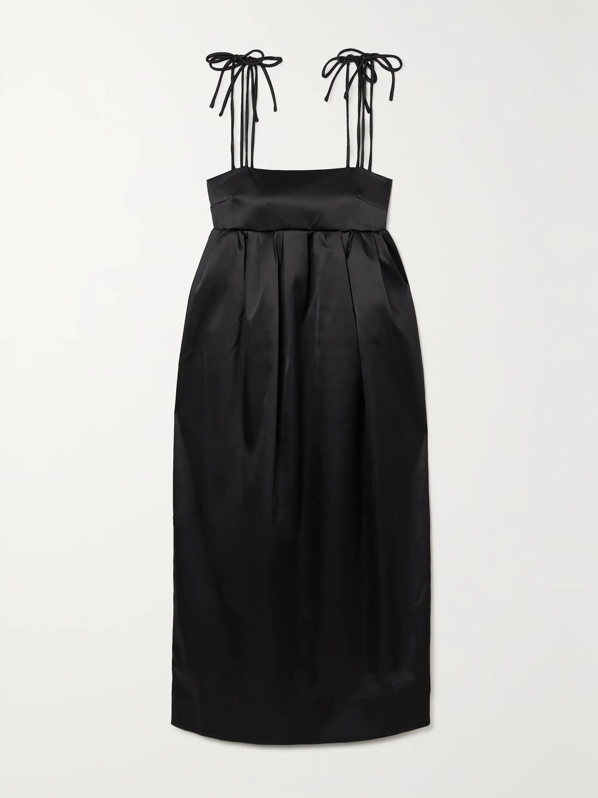 + NET SUSTAIN tie-detailed pleated recycled-satin midi dress | NET-A-PORTER (UK & EU)