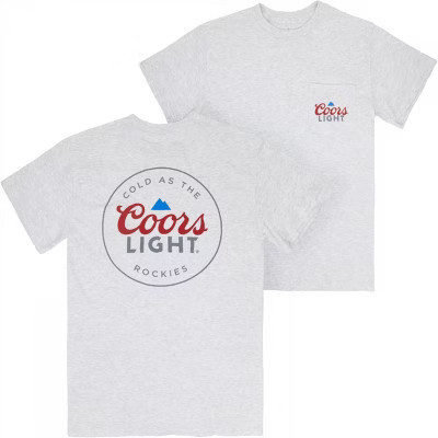 Mens Coors Light Mountain Pocket Logo with Rear Logo Print Grey T-Shirt - Small | Target