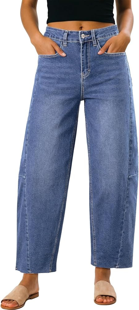 Dokotoo Casual Jeans for Women Loose Baggy Wide Leg Jeans Woman High Waisted Stretchy Denim Pants... | Amazon (US)