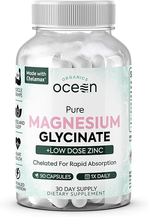 Organics Ocean Pure Magnesium Glycinate with Zinc - 275 mg Magnesium per Serving - Muscle & Sleep... | Amazon (US)