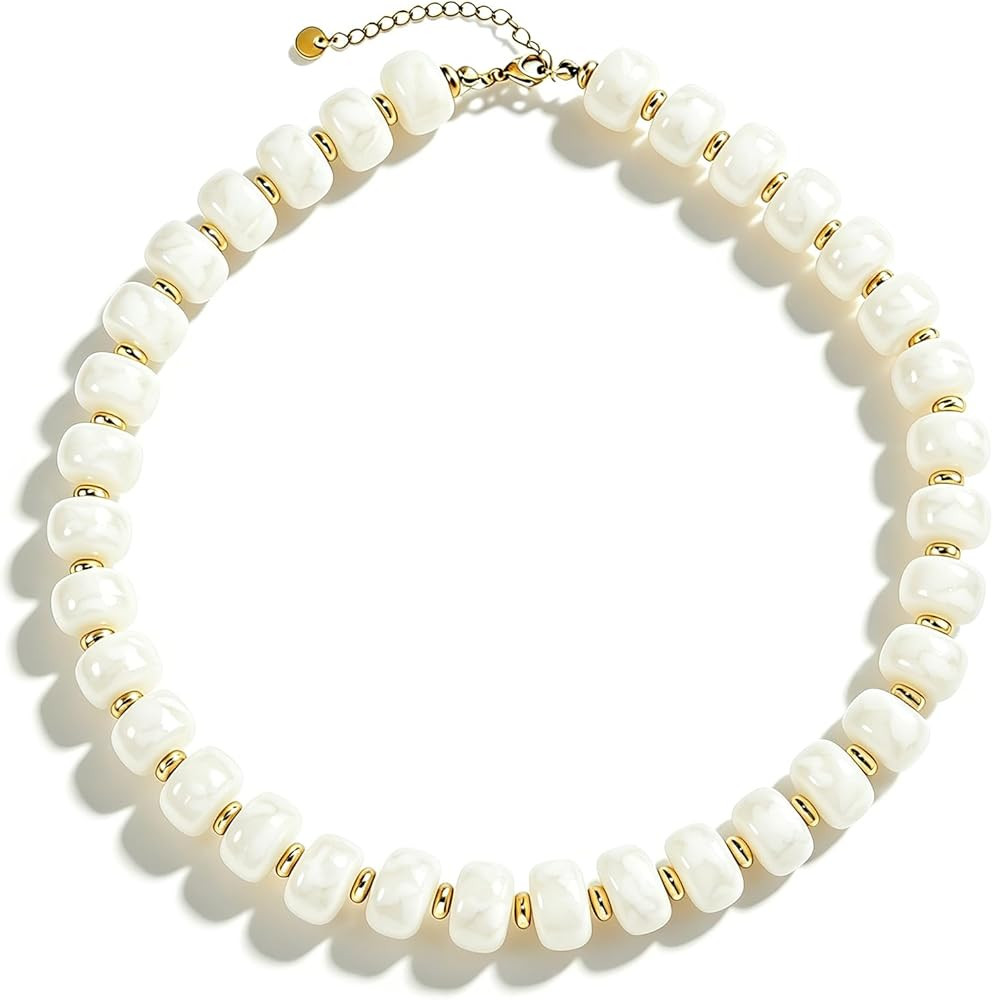 Salircon Beaded Necklaces for Women, Colorful Statement Resin Chunky Necklace, Boho Beach Summer ... | Amazon (US)