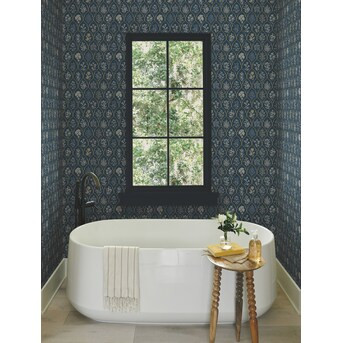 Rifle Paper Navy and Gold Hawthorne Wallpaper | Lowe's