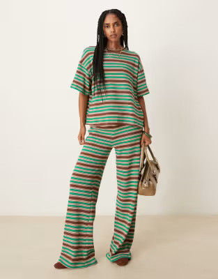 ASOS DESIGN stripe co-ord in green and brown stripe - MULTI | ASOS (Global)