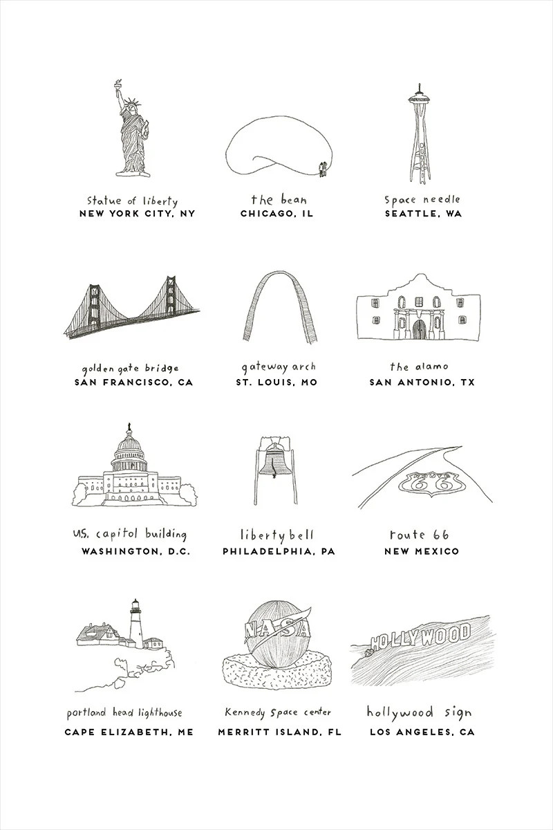 LANDMARKS I Illustration Art Large Wall Art by Betsy Peterson | Juniper Print Shop