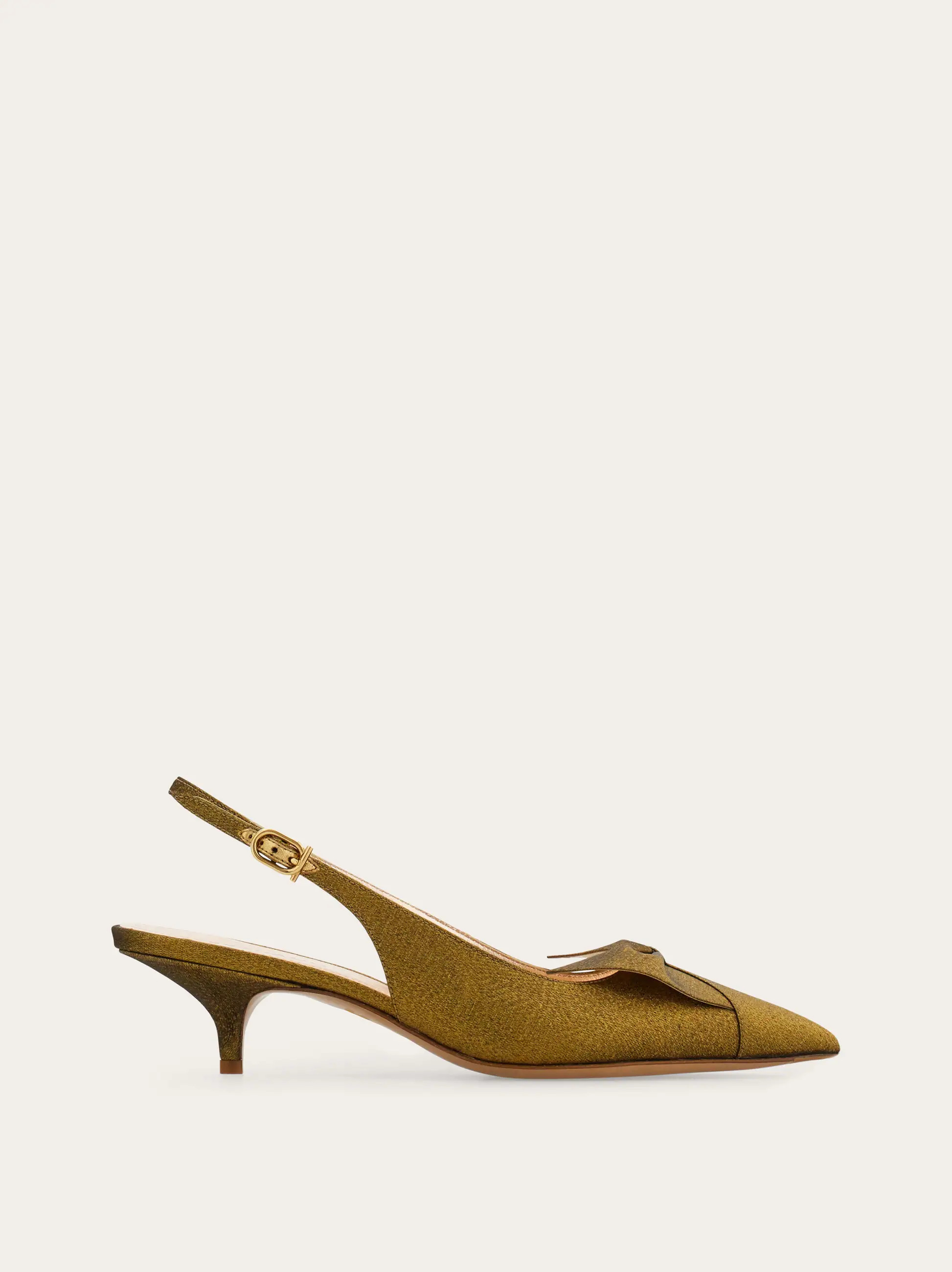 Ferragamo Women Soft bow slingback pump Green Size 8.5 | Ferragamo