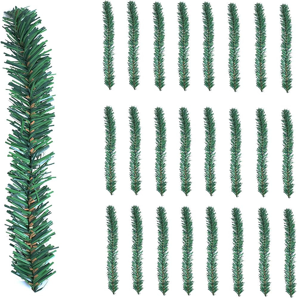 24 Pcs Garland Ties Artificial Pine Needles Santa’s Factory Christmas Tree Branches Wired Faux ... | Amazon (US)