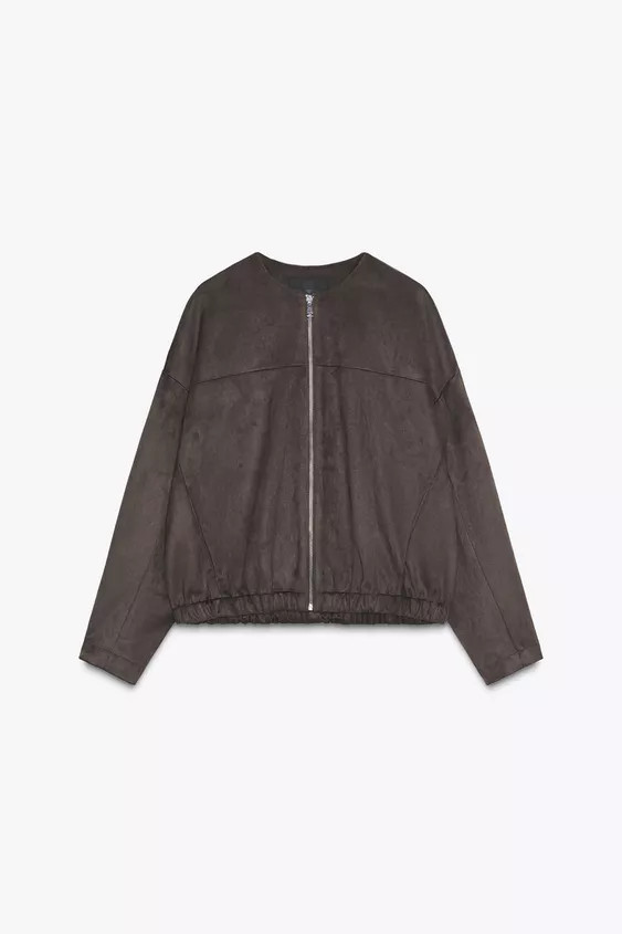 FAUX SUEDE BOMBER JACKET | Zara US