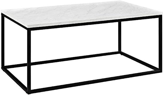 Walker Edison Modern Marble and Metal Frame Open Rectangle Coffee Accent Table Living Room Ottoma... | Amazon (US)