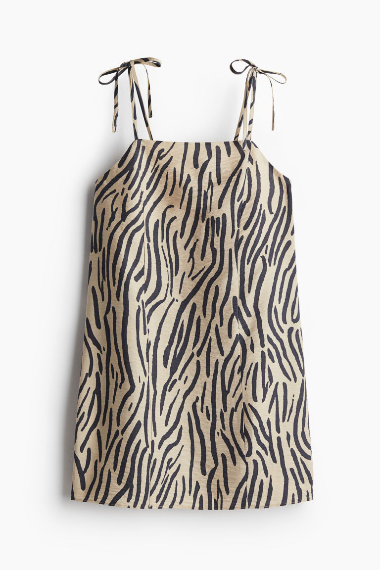 H & M - Dress with Tie Shoulder Straps - Beige | H&M (US + CA)