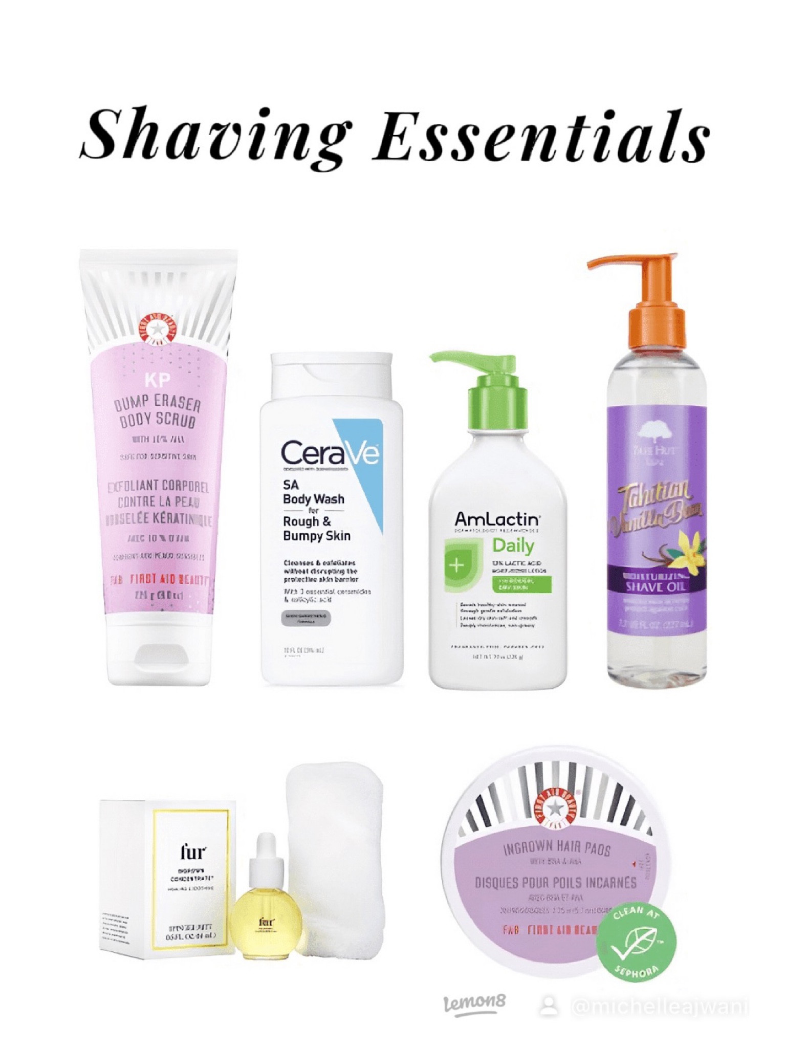 Skincare for Strawberry Legs/ Ingrowth Hair🪒Linked Under “My Skincare” and “Shaving Needs” in my bio! I use these every time I shave, 2-3 times a week to see results🫶🏻

Cleanse: @cerave ‘s rough and bumpy skin Salicylic Acid Cleanser to cleanse and exfoliate the skin off 

Exfoliation : @firstaidbeauty ‘s Bump Eraser Body Scrub with 10% AHA. If you use these and wear shorts in the sun, you need to wear sunscreen 

Shave: @treehut ‘s Shaving Oil , I personally like Vanilla Bean

Treat: @fur_you ‘s Ingrowth Concentrate to prevent any further in-grown hairs

Moisturize: @amlactin ‘s AHA Body Lotion

Treat Post 1-2 days of Shaving - @firstaidbeauty ’s ingrowth hair pads 

.

.

SAVE this post for later and comment below if you want a detailed reel routine!🫶🏻
.
.
.
#safeforsensitiveskin #ingrownhair #razorbumps #shavingtips #keratosispilaris #strawberrylegs #shavingroutine

#LTKBeautySale #LTKbeauty #LTKunder50