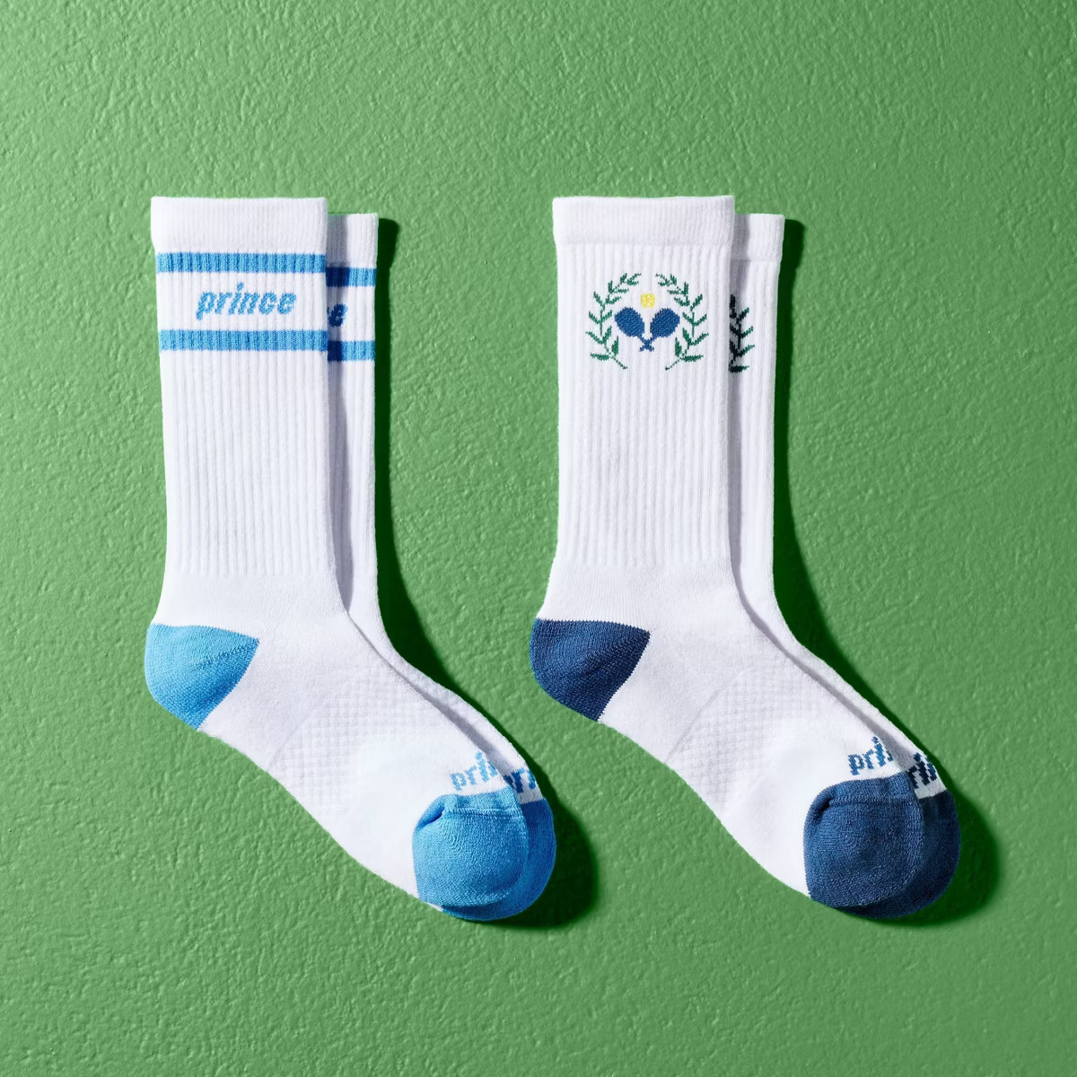 Prince Pickleball Women's Striped Crew Socks 2pk - White 6-10 | Target