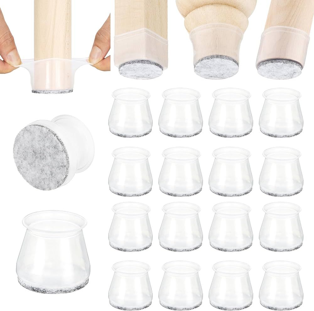 Aneaseit Chair Leg Floor Protectors - 1 1/2" x 16 pcs Clear - Felt Bottom Silicone Pads for Hardw... | Amazon (US)