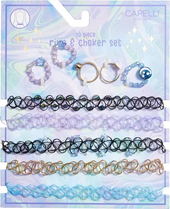 Capelli New York Kids' Assorted 10-Pack Ring & Choker Set | Nordstrom | Nordstrom