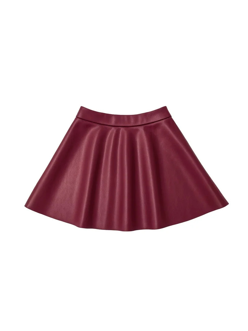 Wonder Nation Girls Pleather Skater Skirt, Sizes 4-18 & Plus | Walmart (US)