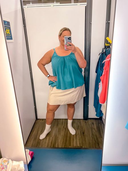 Linen skort with a gauzy teal colored tank - this would be great for a beach vacation or girls night out. 

Plus size summer outfit 
beach vacation outfit 
Vacation outfit 
Linen skort 
Spring outfit 
Linen blend 
Summer top 
Tank top 

#LTKPlusSize #LTKOver40 #LTKStyleTip