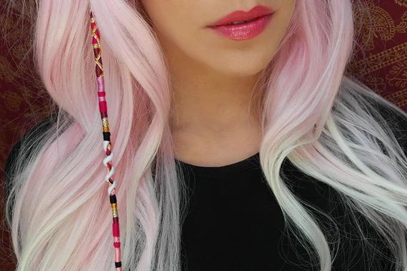 Rose Quartz Beaded Hand Crafted Hair Wrap Extension | Etsy | Etsy (US)