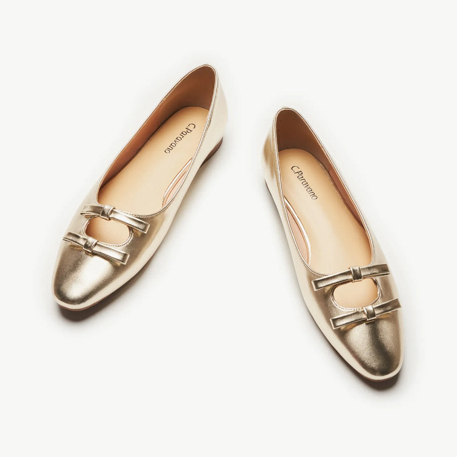 Double Bow Ties Cutout Ballet Flats (Emma) | C.Paravano | cparavano