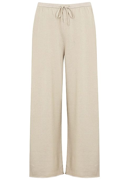 Stone cotton-blend wide-leg trousers | Harvey Nichols US