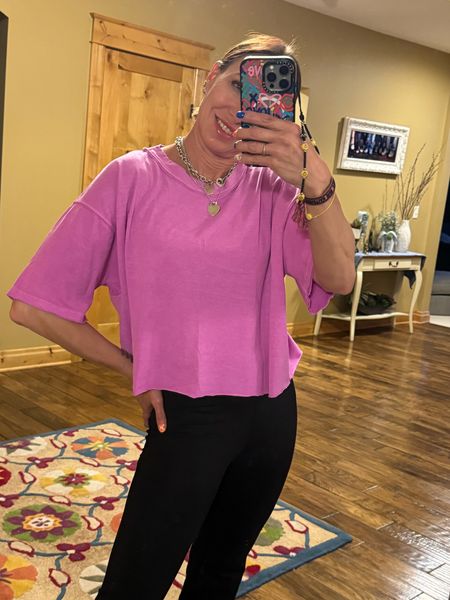 Found the cutest legging-ish pants at free people! Love how the top is wide band and mid-ride while the bottoms are cinched a little. Super cute with sandals and high top sneakers! Wearing size small in pants. Size small in shirt. 

#LTKStyleTip #LTKSeasonal #LTKOver40